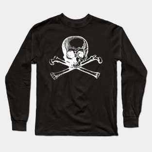 Pirate Skull and Crossbones in white - AVAST! Long Sleeve T-Shirt
